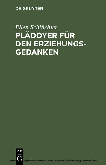 Plädoyer für den Erziehungsgedanken main product photo