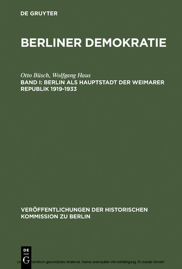 Berlin als Hauptstadt der Weimarer Republik 1919-1933 main product photo