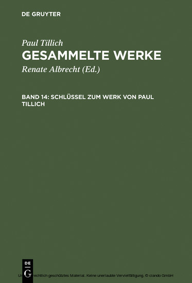Schlüssel zum Werk von Paul Tillich main product photo