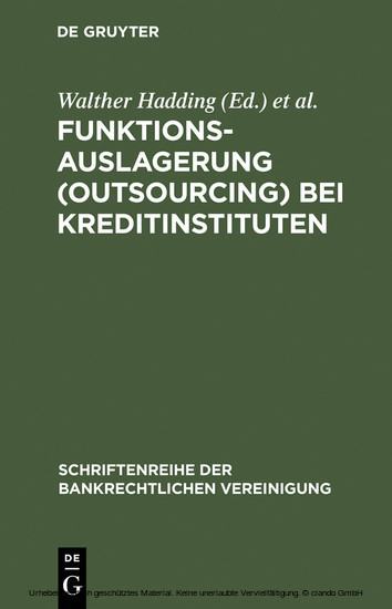 Funktionsauslagerung (Outsourcing) bei Kreditinstituten main product photo