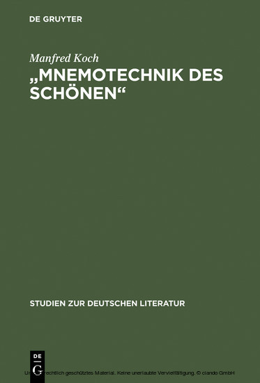 'Mnemotechnik des Schönen' main product photo