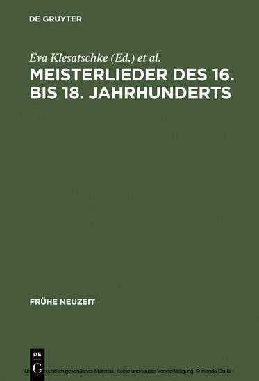 Meisterlieder des 16. bis 18. Jahrhunderts main product photo