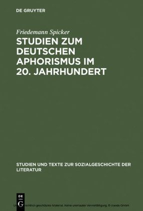 Studien zum deutschen Aphorismus im 20. Jahrhundert