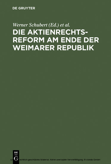 Die Aktienrechtsreform am Ende der Weimarer Republik main product photo