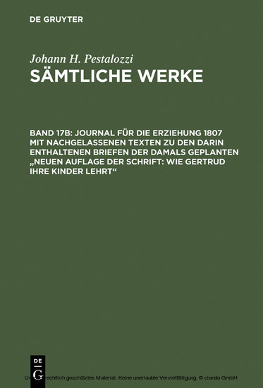 Journal für die Erziehung 1807 mit nachgelassenen Texten zu den darin enthaltenen Briefen der damals geplanten 'Neuen Auflage der Schrift: Wie Gertrud ihre Kinder lehrt' main product photo