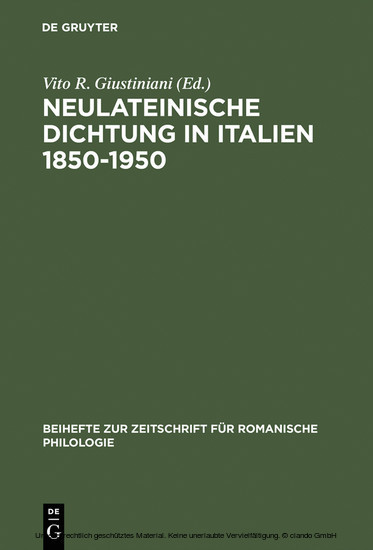 Neulateinische Dichtung in Italien 1850-1950 main product photo