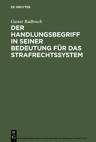 Der Handlungsbegriff in seiner Bedeutung für das Strafrechtssystem main product photo
