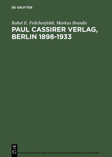 Paul Cassirer Verlag, Berlin 1898-1933 main product photo