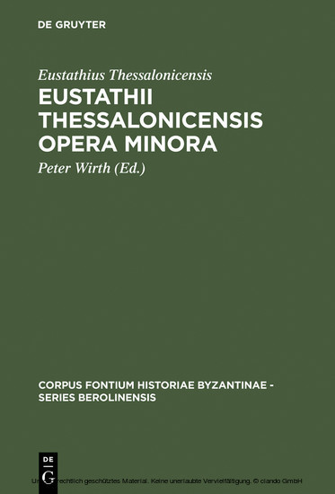 Eustathii Thessalonicensis Opera minora main product photo