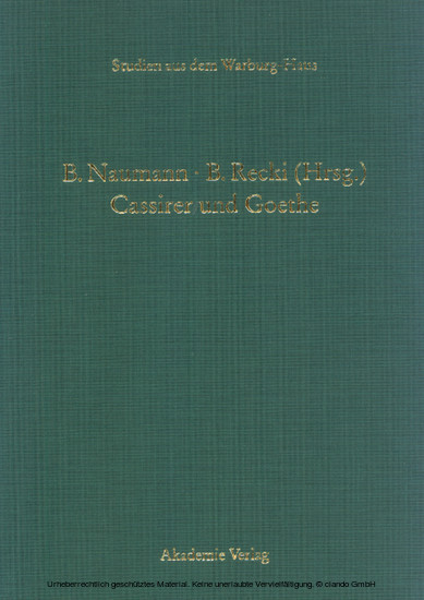 Cassirer und Goethe main product photo