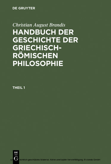 Christian August Brandis: Handbuch der Geschichte der Griechisch-Römischen Philosophie. Theil 1 main product photo