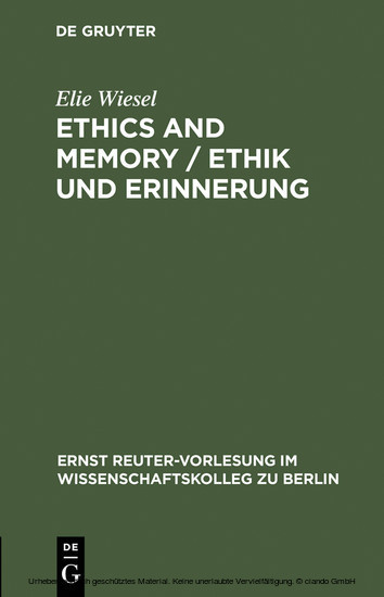Ethics and Memory / Ethik und Erinnerung main product photo