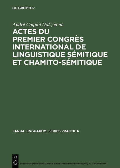 Actes du premier congrès international de linguistique sémitique et chamito-sémitique main product photo