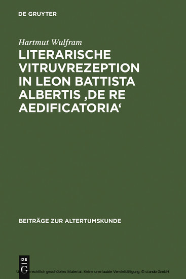 Literarische Vitruvrezeption in Leon Battista Albertis 'De re aedificatoria' main product photo