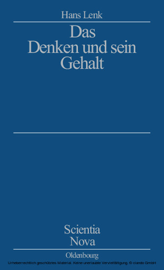 Das Denken und sein Gehalt main product photo