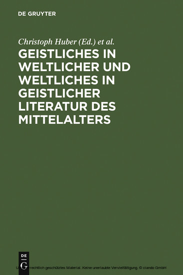 Geistliches in weltlicher und Weltliches in geistlicher Literatur des Mittelalters main product photo