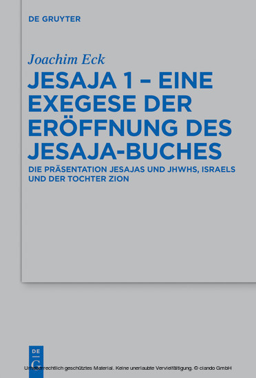 Jesaja 1 - Eine Exegese der Eröffnung des Jesaja-Buches main product photo