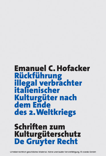 Rückführung illegal verbrachter italienischer Kulturgüter nach dem Ende des 2. Weltkriegs main product photo