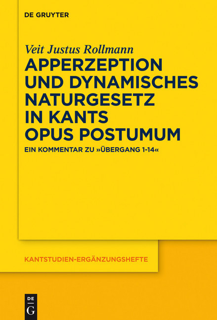 Apperzeption und dynamisches Naturgesetz in Kants Opus postumum main product photo
