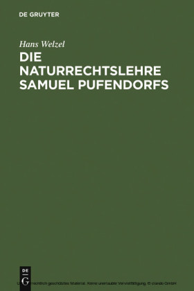 Die Naturrechtslehre Samuel Pufendorfs
