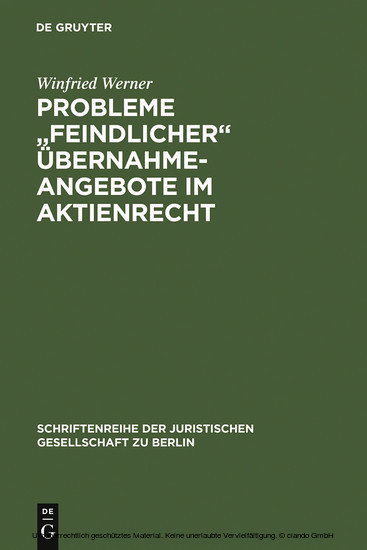 Probleme 'feindlicher' Übernahmeangebote im Aktienrecht main product photo