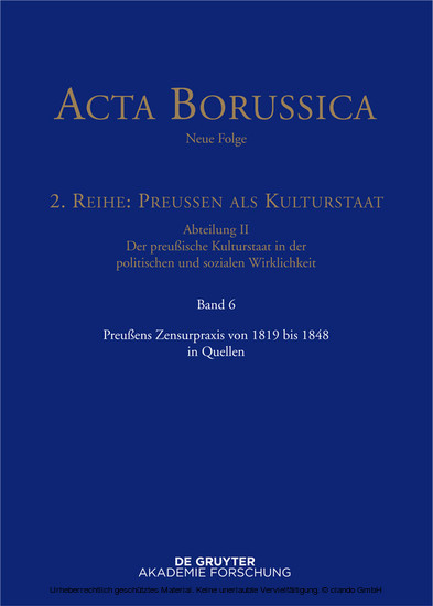 Preußens Zensurpraxis von 1819 bis 1848 in Quellen main product photo