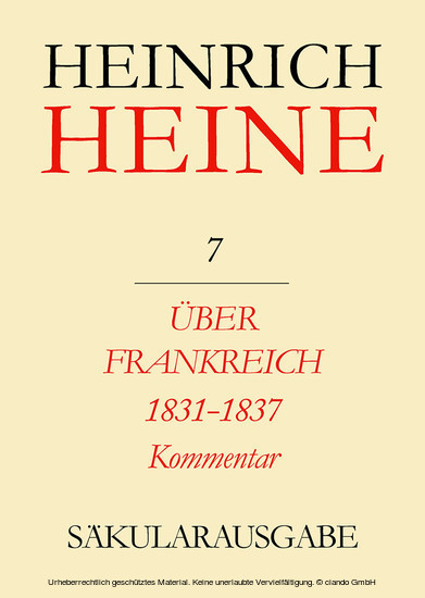 Über Frankreich 1831-1837. Berichte über Kunst und Politik. Kommentar main product photo