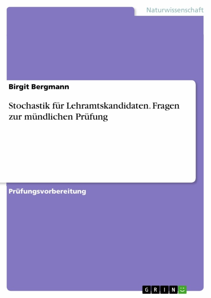 Stochastik für Lehramtskandidaten. Fragen zur mündlichen Prüfung main product photo
