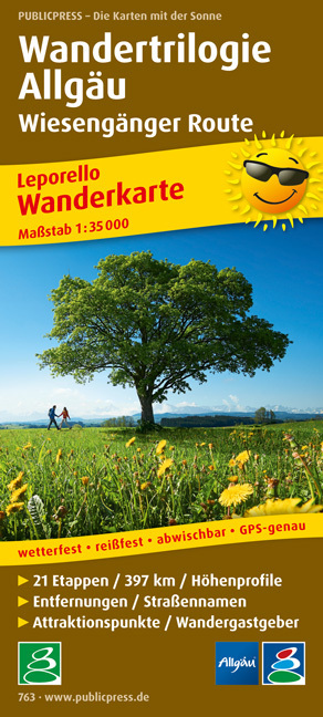 PublicPress Wanderkarte Wandertrilogie Allgäu - Wiesengänger Route main product photo