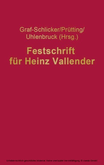Festschrift für Heinz Vallender main product photo
