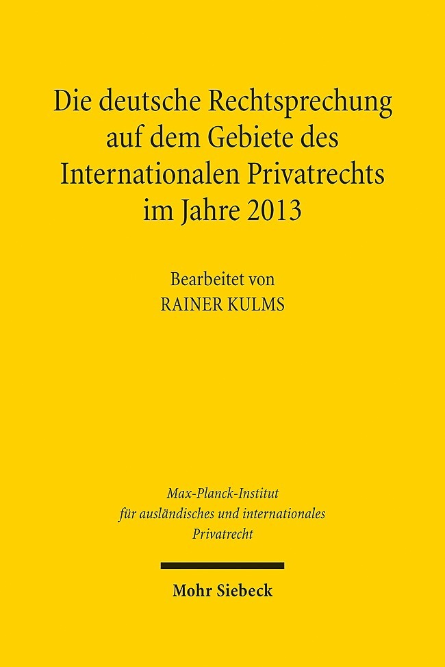 Die deutsche Rechtsprechung auf dem Gebiete des Internationalen Privatrechts, m. CD-ROM main product photo