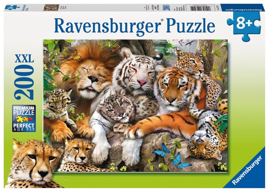 Ravensburger Kinderpuzzle - 12721 Schmusende Raubkatzen - Tier-Puzzle für Kinder ab 8 Jahren, mit 200 Teilen im XXL-Format main product photo