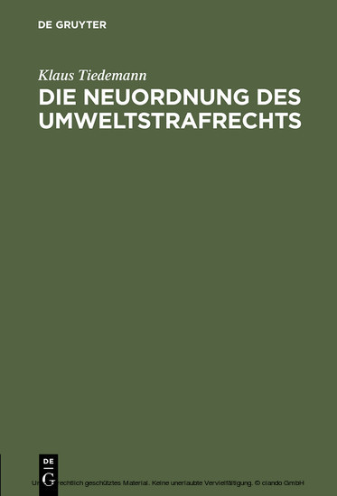 Die Neuordnung des Umweltstrafrechts main product photo