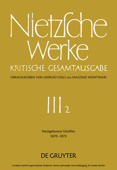 Nachgelassene Schriften 1870 - 1873 main product photo