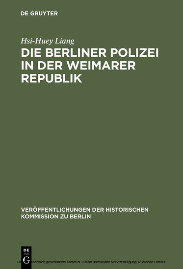 Die Berliner Polizei in der Weimarer Republik main product photo
