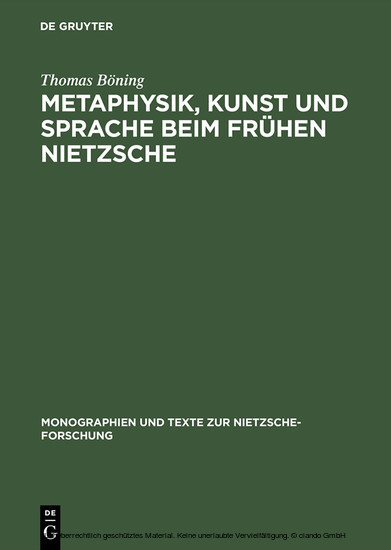 Metaphysik, Kunst und Sprache beim frühen Nietzsche main product photo