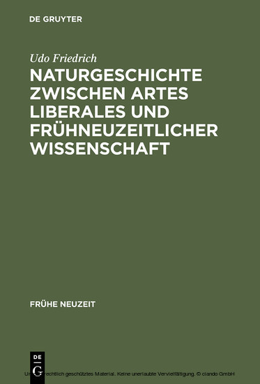 Naturgeschichte zwischen artes liberales und frühneuzeitlicher Wissenschaft main product photo