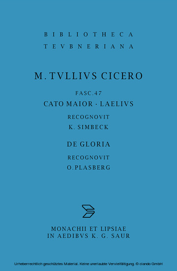 Cato maior. Laelius. De gloria main product photo
