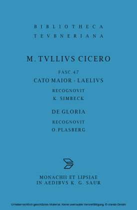 Cato maior. Laelius. De gloria