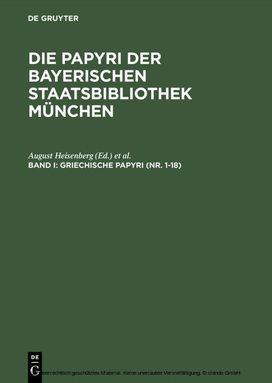 Griechische Papyri (Nr. 1-18) main product photo
