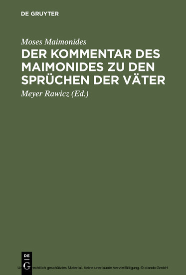 Der Kommentar des Maimonides zu den Sprüchen der Väter main product photo