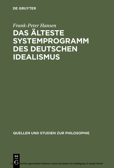 Das älteste Systemprogramm des deutschen Idealismus main product photo