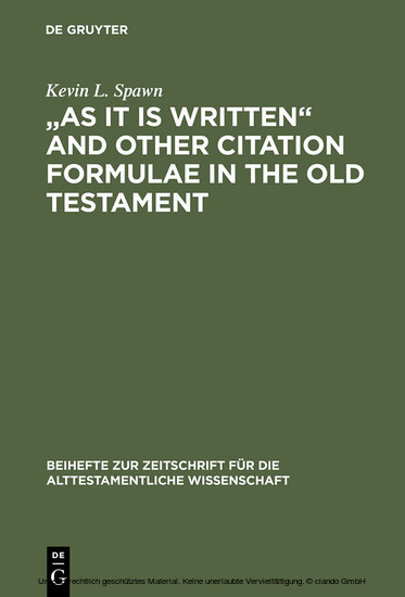 'As It Is Written' and Other Citation Formulae in the Old Testament main product photo