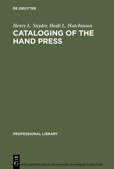 Cataloging of the Hand Press main product photo