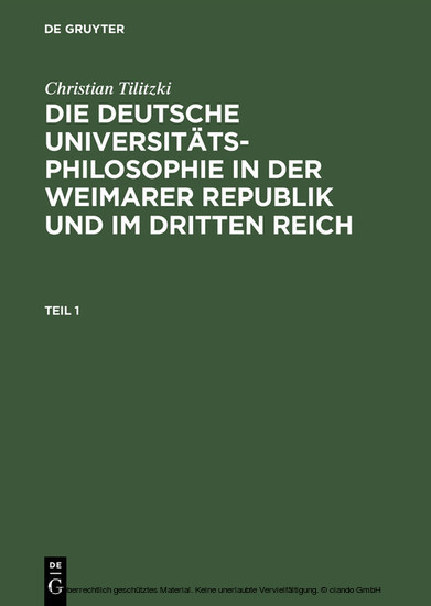 Die deutsche Universitätsphilosophie in der Weimarer Republik und im Dritten Reich main product photo