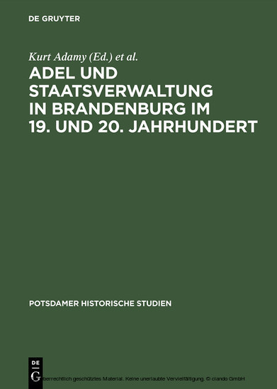 Adel und Staatsverwaltung in Brandenburg im 19. und 20. Jahrhundert main product photo