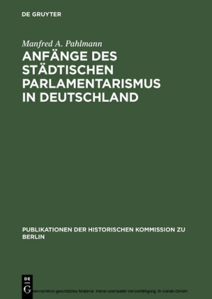 Anfänge des städtischen Parlamentarismus in Deutschland