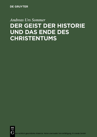 Der Geist der Historie und das Ende des Christentums main product photo