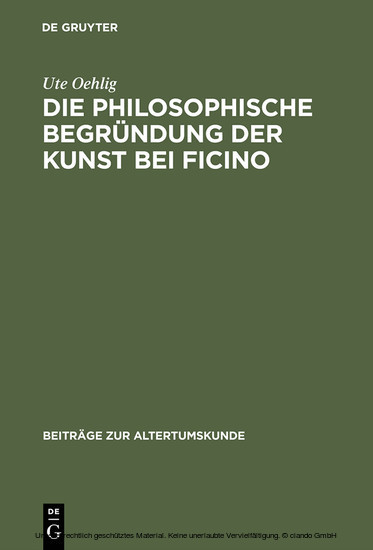 Die philosophische Begründung der Kunst bei Ficino main product photo