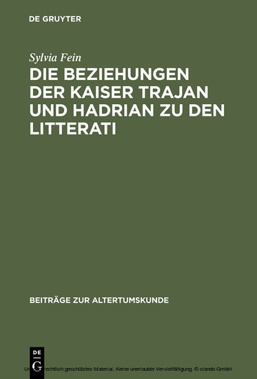 Die Beziehungen der Kaiser Trajan und Hadrian zu den litterati main product photo